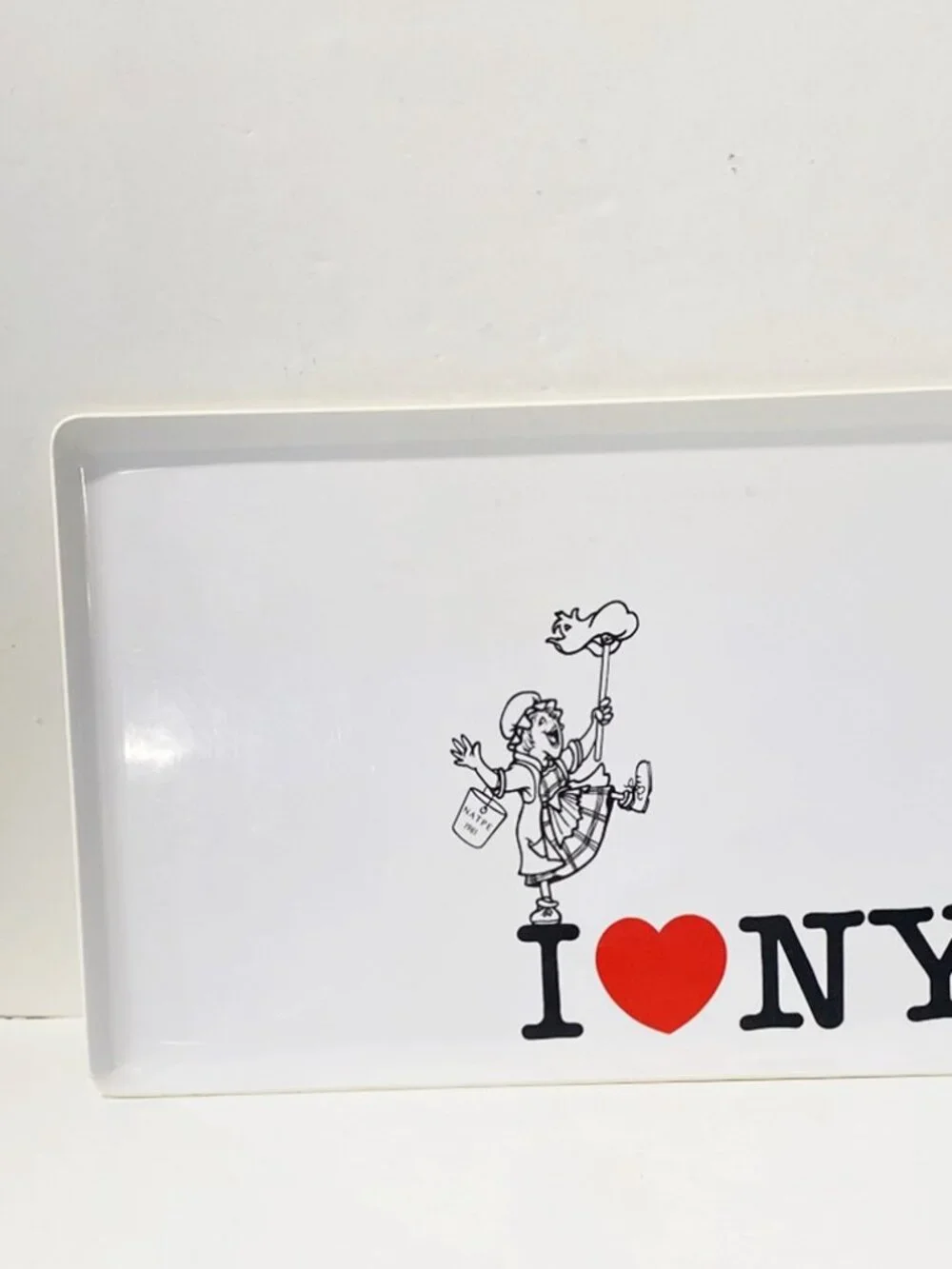 Vintage Barware by Sigma I Love NY Serving Tray NATPE 1981 Bucket Logo USA Made
